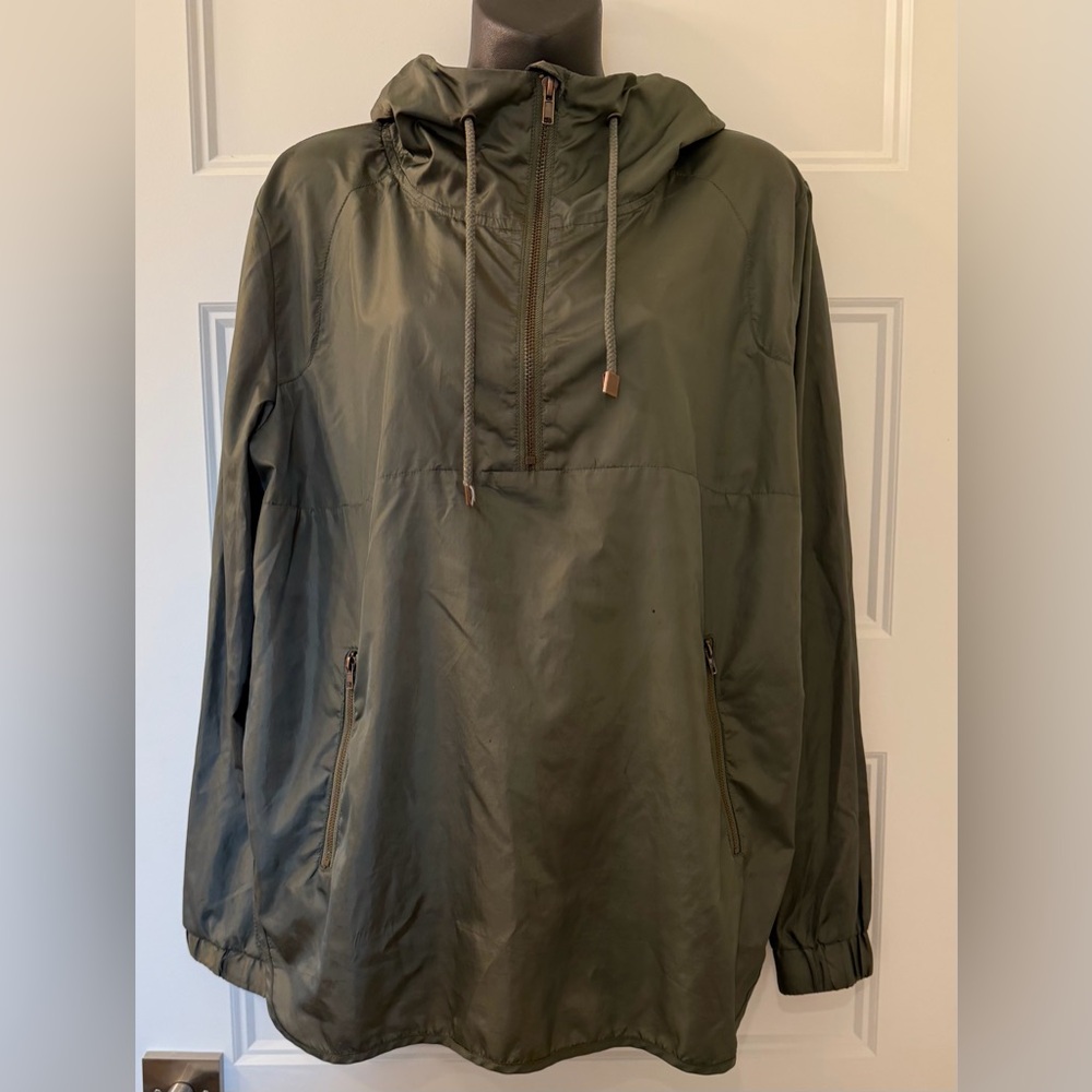 LA Hearts Olive Green Lightweight 1/4 Zip Jacket